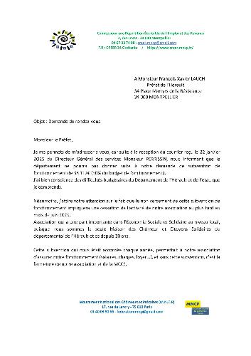 Courrier au Préfet de l'Hérault